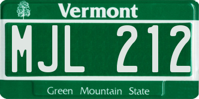 VT license plate MJL212