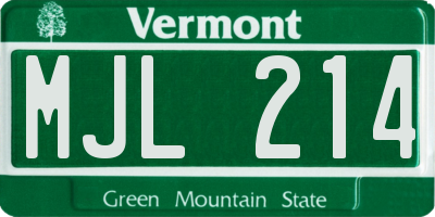 VT license plate MJL214