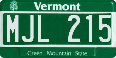 VT license plate MJL215