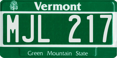 VT license plate MJL217