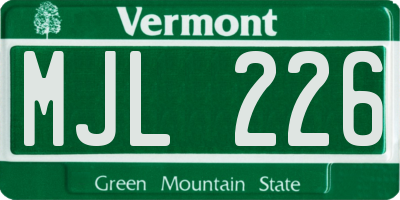 VT license plate MJL226