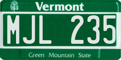 VT license plate MJL235