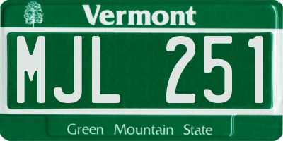VT license plate MJL251