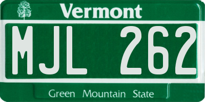 VT license plate MJL262