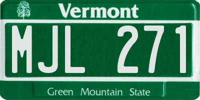 VT license plate MJL271