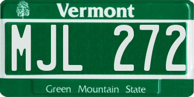 VT license plate MJL272