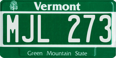 VT license plate MJL273