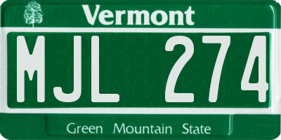 VT license plate MJL274