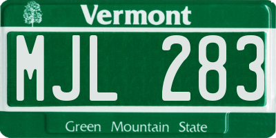 VT license plate MJL283