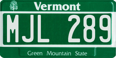 VT license plate MJL289