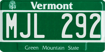 VT license plate MJL292