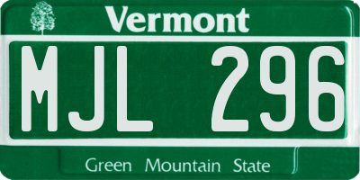 VT license plate MJL296