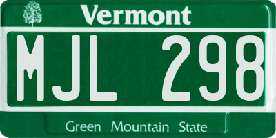 VT license plate MJL298