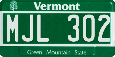VT license plate MJL302
