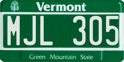VT license plate MJL305