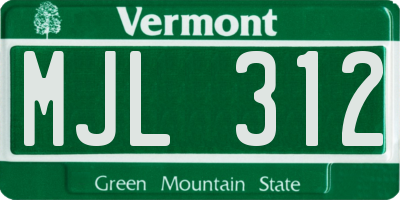 VT license plate MJL312