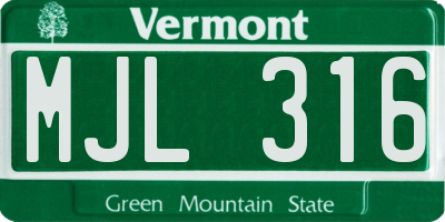 VT license plate MJL316