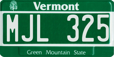VT license plate MJL325