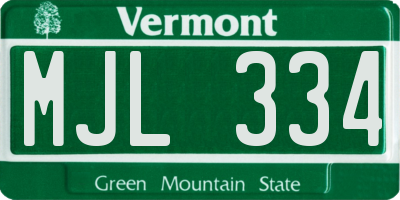 VT license plate MJL334