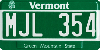 VT license plate MJL354
