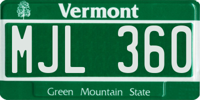 VT license plate MJL360