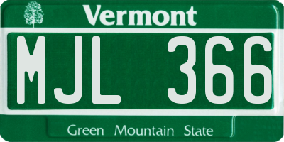 VT license plate MJL366