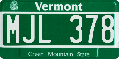 VT license plate MJL378
