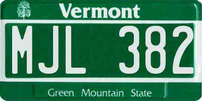 VT license plate MJL382