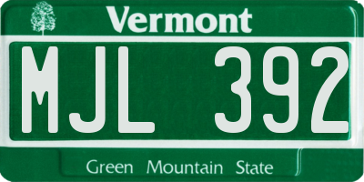 VT license plate MJL392
