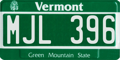VT license plate MJL396