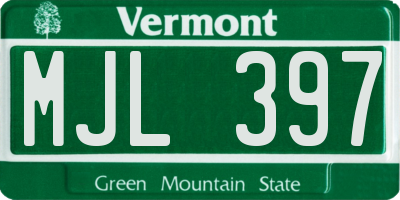 VT license plate MJL397