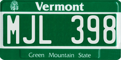 VT license plate MJL398