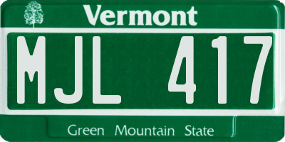 VT license plate MJL417