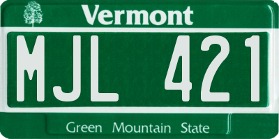 VT license plate MJL421