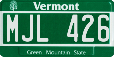 VT license plate MJL426