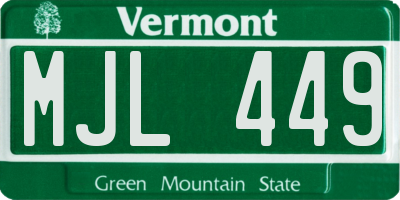 VT license plate MJL449