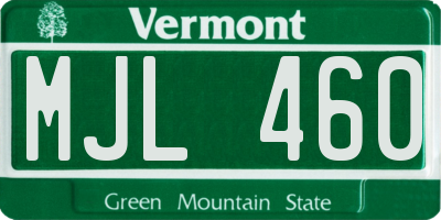 VT license plate MJL460