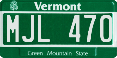 VT license plate MJL470