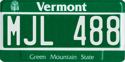VT license plate MJL488