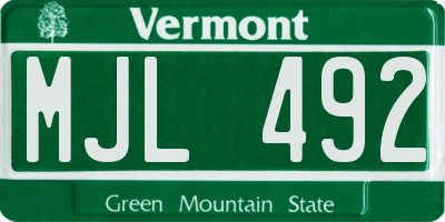 VT license plate MJL492