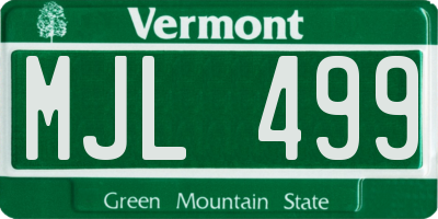 VT license plate MJL499