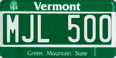 VT license plate MJL500