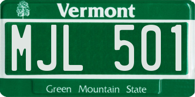 VT license plate MJL501