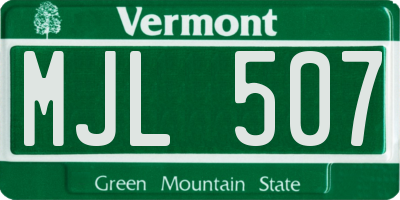 VT license plate MJL507