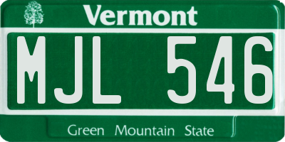 VT license plate MJL546