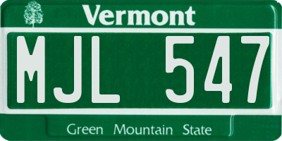 VT license plate MJL547