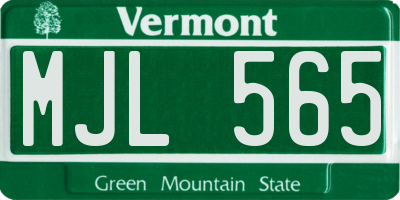 VT license plate MJL565