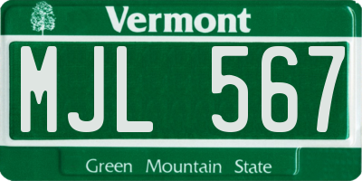 VT license plate MJL567