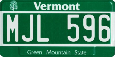 VT license plate MJL596