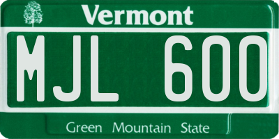 VT license plate MJL600